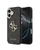  Guess Apple iPhone 17 PU Leather 4G Metal Logo Gold Frame MagSafe Case Black 