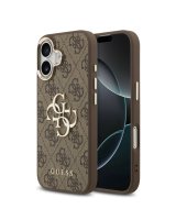  Guess Apple iPhone 17 PU Leather 4G Metal Logo Gold Frame MagSafe Case Brown 