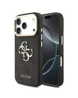  Guess Apple iPhone 17 Pro Max PU Leather 4G Metal Logo Gold Frame MagSafe Case Black 