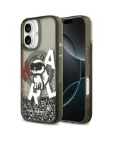  Karl Lagerfeld Apple iPhone 17 Silicone case wiht MagSafe Liquid Glitter Choupette Logo Black 