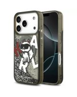  Karl Lagerfeld Apple iPhone 17 Pro Silicone case with MagSafe Liquid Glitter Choupette Logo Black 