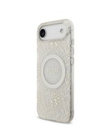 Guess Apple iPhone 17 Air Silicone case with MagSafe IML Flowers Allover with Pearl Strap White 