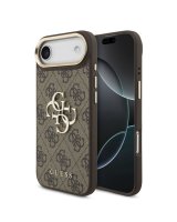  Guess Apple iPhone Air PU Leather 4G Metal Logo Gold Frame Case Brown 