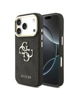  Guess Apple iPhone 17 Pro PU Leather 4G Metal Logo Gold Frame Case Black 