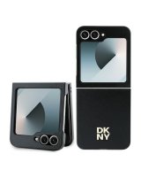  DKNY DKNY Leather Metal Stack Logo Case for Samsung Galaxy Z Flip 6 - Black 