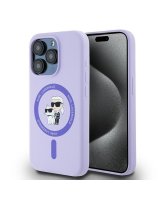  Karl Lagerfeld Karl Lagerfeld Silicone Karl&Choupette Heads Ring MagSafe Case for iPhone 15 Pro - Purple 