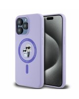  Karl Lagerfeld Karl Lagerfeld Silicone Karl&Choupette Heads Ring MagSafe Case for iPhone 15 Pro Max - Purple 