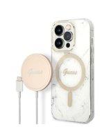  Guess Guess GUBPP14LHMEACSH Case+ Charger Set iPhone 14 Pro 6.1'' white/white hard case Marble MagSafe 