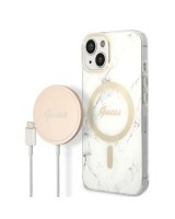  Guess Set Guess GUBPP14SHMEACSH Case+ Charger iPhone 14 6.1'' white/white hard case Marble MagSafe 