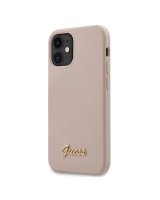  Guess Guess GUHCP12SLSLMGLP iPhone 12 mini 5.4'' light pink/light pink hardcase Silicone Script Gold Logo 