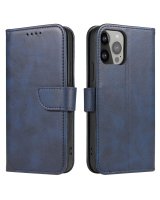  Hurtel Magnet Case elegant bookcase type case with kickstand for iPhone 13 Pro blue 