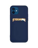  Hurtel Card Case Silicone Wallet Case with Card Slot Documents for Samsung Galaxy S21 Ultra 5G Navy Blue 