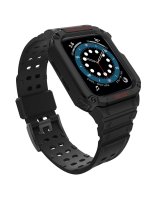  Hurtel Protect Strap Band Band with Case for Apple Watch 7 / SE (41/40 / 38mm) Case Armored Watch Cover Black 