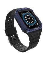  Hurtel Protect Strap Band Case Wristband for Apple Watch 7 / 6 / 5 / 4 / 3 / 2 / SE (45 / 44 / 42mm) Case Armor Watch Cover Black / Blue 