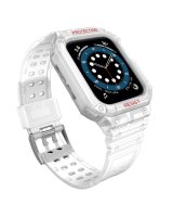  Hurtel Protect Strap Band Case Wristband for Apple Watch 7 / 6 / 5 / 4 / 3 / 2 / SE (45 / 44 / 42mm) Case Armor Watch Cover Transparent 