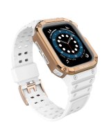  Hurtel Protect Strap Band Band with Case for Apple Watch 7 / SE (41/40 / 38mm) Case Armored Watch Cover White 