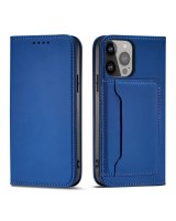  Hurtel Magnet Card Case for iPhone 13 cover card wallet card stand blue 