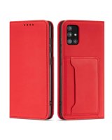  Hurtel Magnet Card Case For Samsung Galaxy A12 5G Pouch Wallet Card Holder Red 