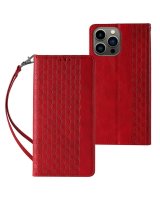  Hurtel - Magnet Strap Case Case for iPhone 13 Pro Max Pouch Wallet + Mini Lanyard Pendant Red 