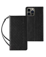  Hurtel Magnet Strap Case for iPhone 14 Flip Wallet Mini Lanyard Stand Black 