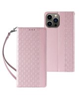  Hurtel Magnet Strap Case iPhone 14 Case Flip Wallet Mini Lanyard Stand Pink 