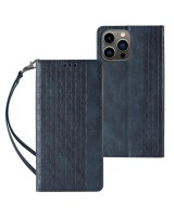  Hurtel Magnet Strap Case Case for iPhone 14 Plus Flip Wallet Mini Lanyard Stand Blue 