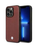  BMW Case BMW BMHMP14X22RFGR iPhone 14 Pro Max 6.7'' Burgundy/burgundy Leather Diamond Pattern MagSafe 