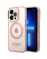  Guess Guess GUHMP14XHTCMP iPhone 14 Pro Max 6.7'' pink/pink hard case Gold Outline Translucent MagSafe 