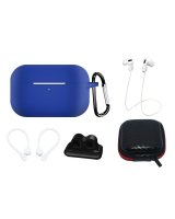  Hurtel Silicone Case Set for AirPods Pro 2 / AirPods Pro 1 + Case / Ear Hook / Neck Strap / Watch Strap Holder / Carabiner - blue 