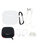  Hurtel AirPods 3 Silicone Case Set + Case/Ear Hook/Neck Strap/Watch Strap Holder/Carabiner Clasp - White 