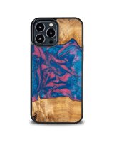  Bewood Wood and Resin Case for iPhone 13 Pro Max Bewood Unique Vegas - Pink and Blue 