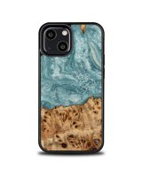  Bewood Wood and Resin Case for iPhone 13 Mini Bewood Unique Uranus - Blue and White 