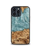  Bewood Wood and Resin Case for iPhone 13 Pro Max Bewood Unique Uranus - Blue and White 