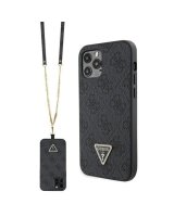  Guess Guess GUHCP12MP4TDSCPK Case for iPhone 12 / 12 Pro - Black Crossbody 4G Metal Logo 