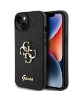  Guess Guess Glitter Script Big 4G case for iPhone 15 - black 