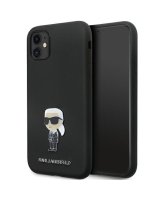  Karl Lagerfeld Karl Lagerfeld KLHCN61SMHKNPK case for iPhone 11 / Xr - black Silicone Ikonik Metal Pin 