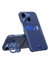  Hurtel Leather Stand Case for iPhone 14 cover card wallet with stand blue 