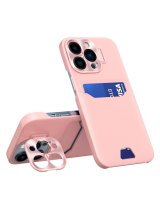  Hurtel Leather Stand Case for iPhone 14 Pro Card Wallet Cover with Stand Pink 