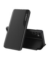  Hurtel Eco Leather View Case case for Samsung Galaxy A14 with a flip stand black 