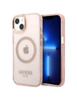  Guess Guess Gold Outline Translucent MagSafe case for iPhone 13 - pink 