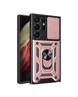  Hurtel Hybrid Armor Camshield case for Samsung Galaxy S23 Ultra armored case with camera cover pink 