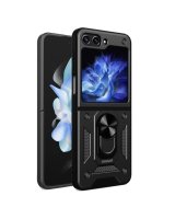  Hurtel Hybrid Armor Camshield Case for Z Flip 5 5G with Camera Protector - Black 