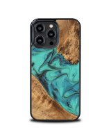  Bewood Bewood Unique Turquoise iPhone 14 Pro Max Wood and Resin Case - Turquoise Black 