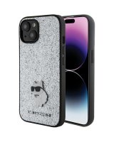  Karl Lagerfeld Karl Lagerfeld Fixed Glitter Choupette Logo Metal Pin case for iPhone 15 - silver 