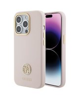  Guess Guess Silicone Logo Strass 4G case for iPhone 15 Pro - light pink 