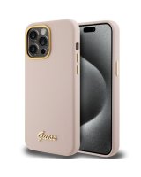  Guess Guess Silicone Script Metal Logo&Frame case for iPhone 15 Pro - pink 