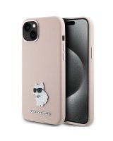  Karl Lagerfeld Karl Lagerfeld Silicone Choupette Metal Pin case for iPhone 15 - pink 