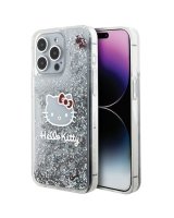  Hello Kitty Hello Kitty Liquid Glitter Charms Kitty Head case for iPhone 15 Pro Max - silver 