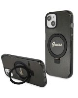  Guess Guess Ring Stand Script Glitter MagSafe case for iPhone 14 / 15 / 13 - black 