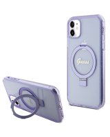  Guess Guess Ring Stand Script Glitter MagSafe case for iPhone 11 / Xr - purple 